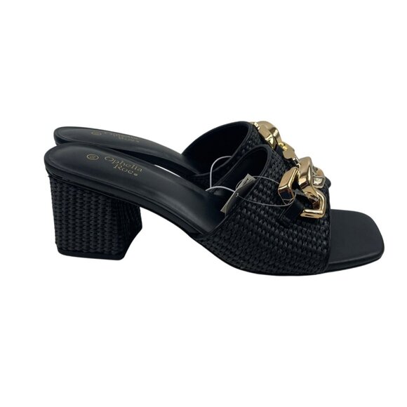 Ophelia Roe Womens Black Mules Sandals With Gold Accents Size 10 Medium - Picture 3 of 13